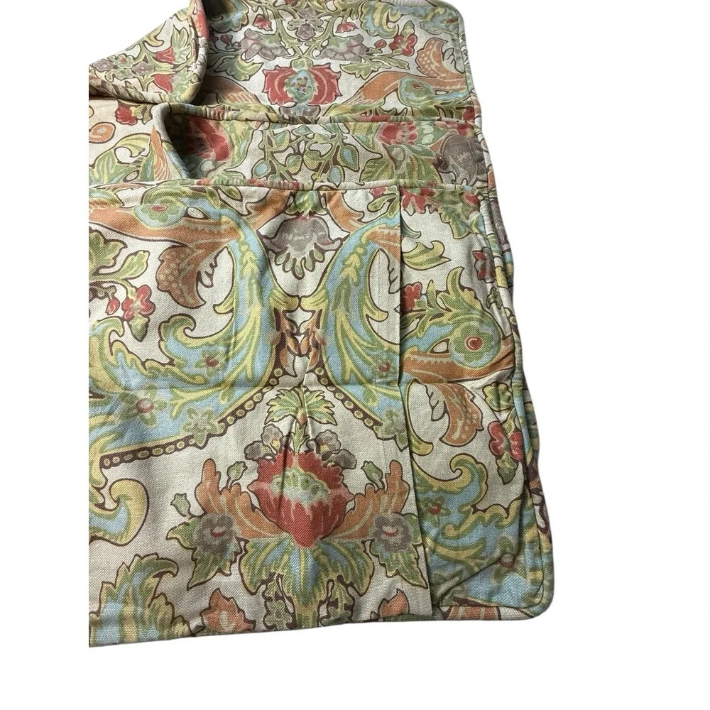 Pottery Barn‎ Jacobean Floral Linen Cotton Standard Pillow Sham Green Rust Blue